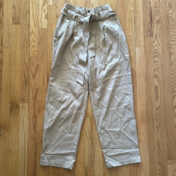 Scotch & Soda Amsterdam Daisy trouser pants sz M tan waist tie great pre owned - Picture 1 of 7